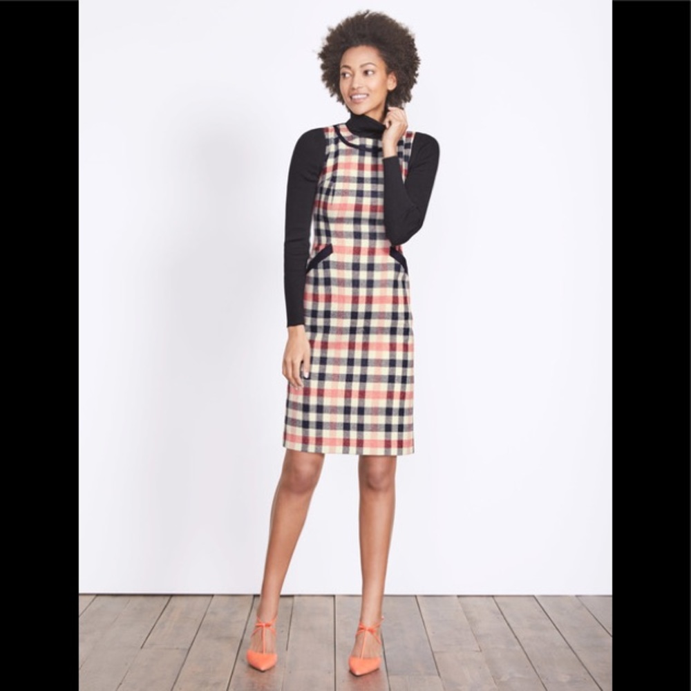 Boden Wool Plaid Dress with liner